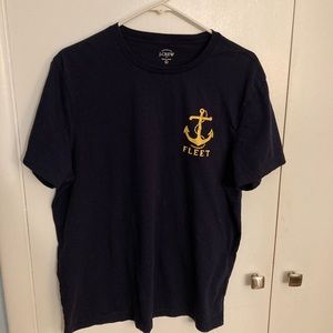 JCrew soft cotton dark blue tshirt w fleet logo size L